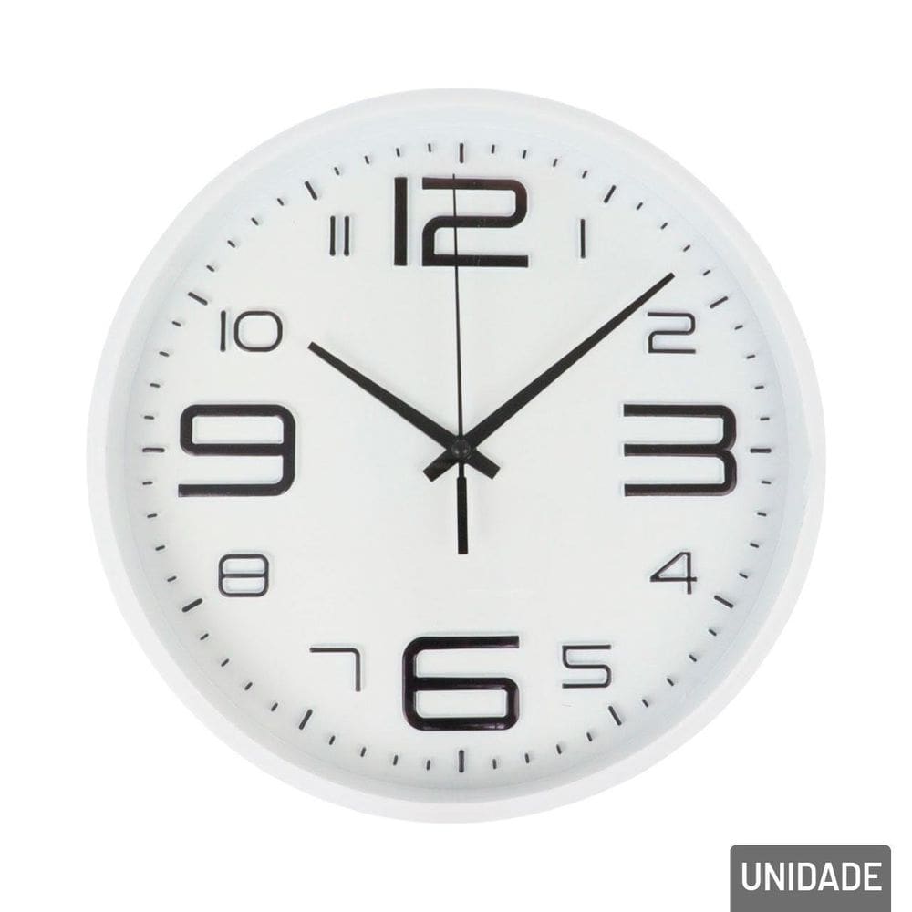 Relógio Analógico de Parede 25cm Redondo Branco - Tudo em Caixa