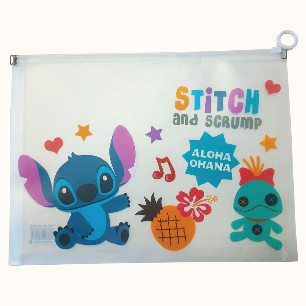 Pasta De Documentos Multiuso Stitch Tamanho A4 Com Ziper