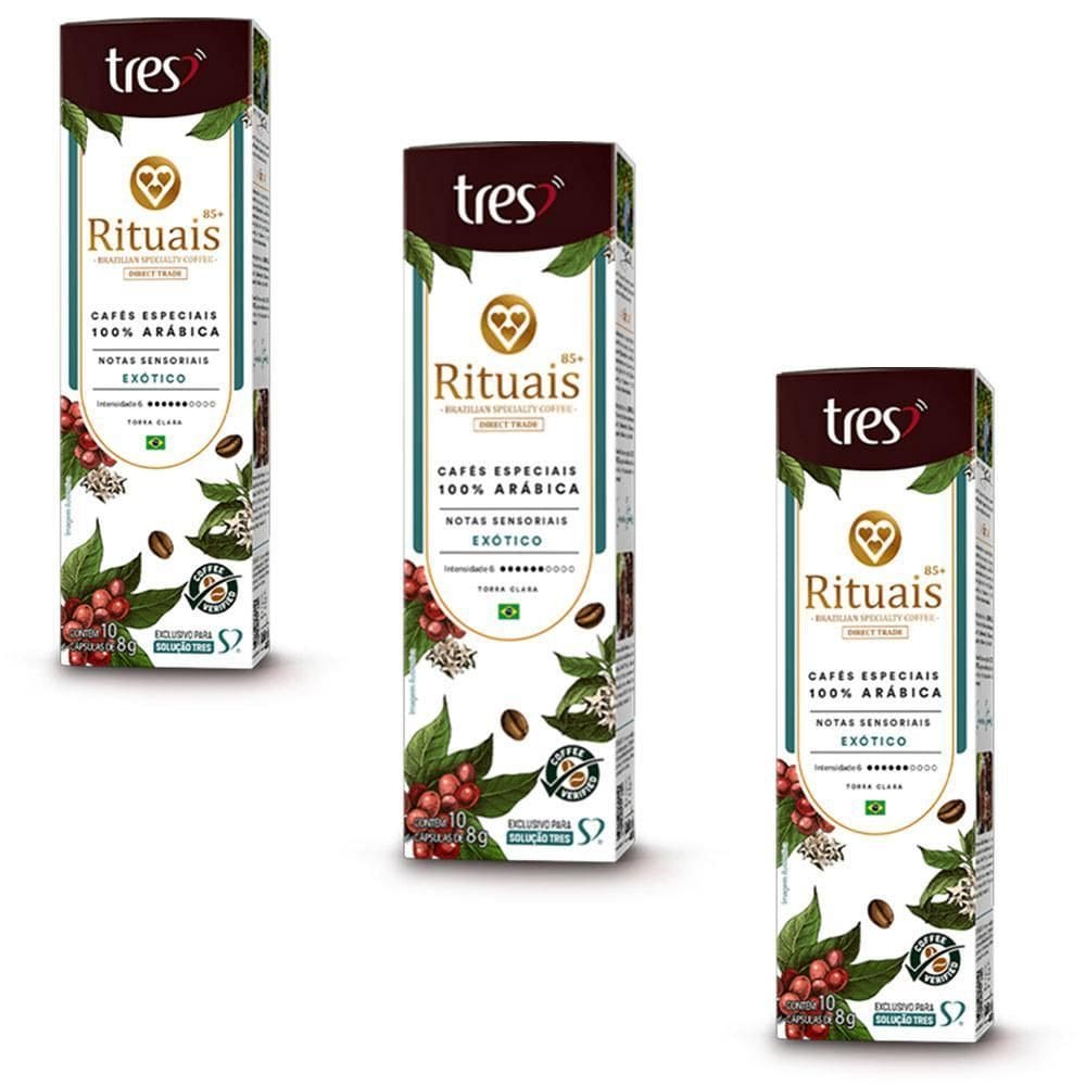 30 Cápsulas Café 3 Corações Rituais Exótico