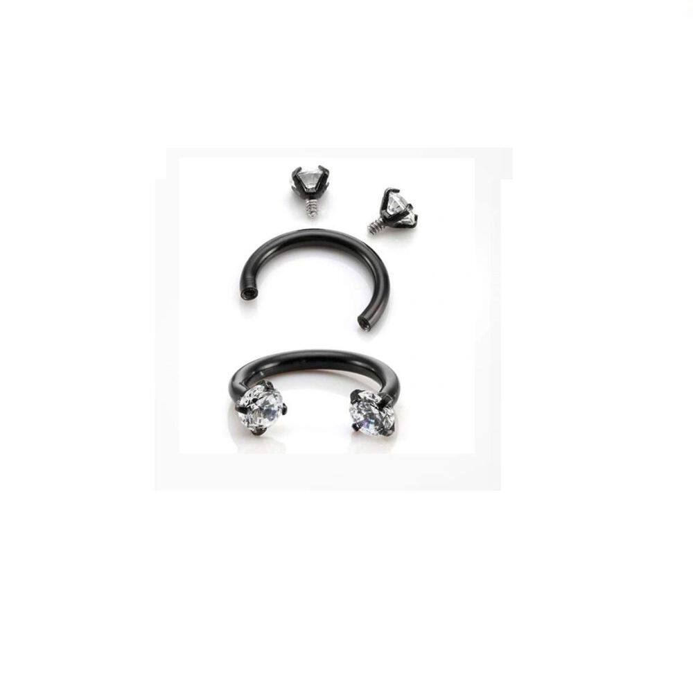 Piercing Ferradura Tragus Septo Preto Ponto Luz Zirconia
