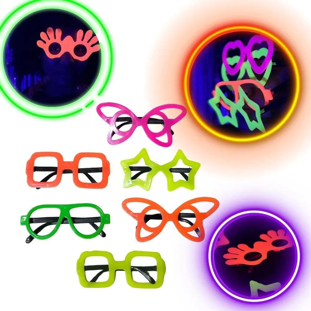 2X Kit 50 Óculos Neon Luz Negra Balada Divertido Fe