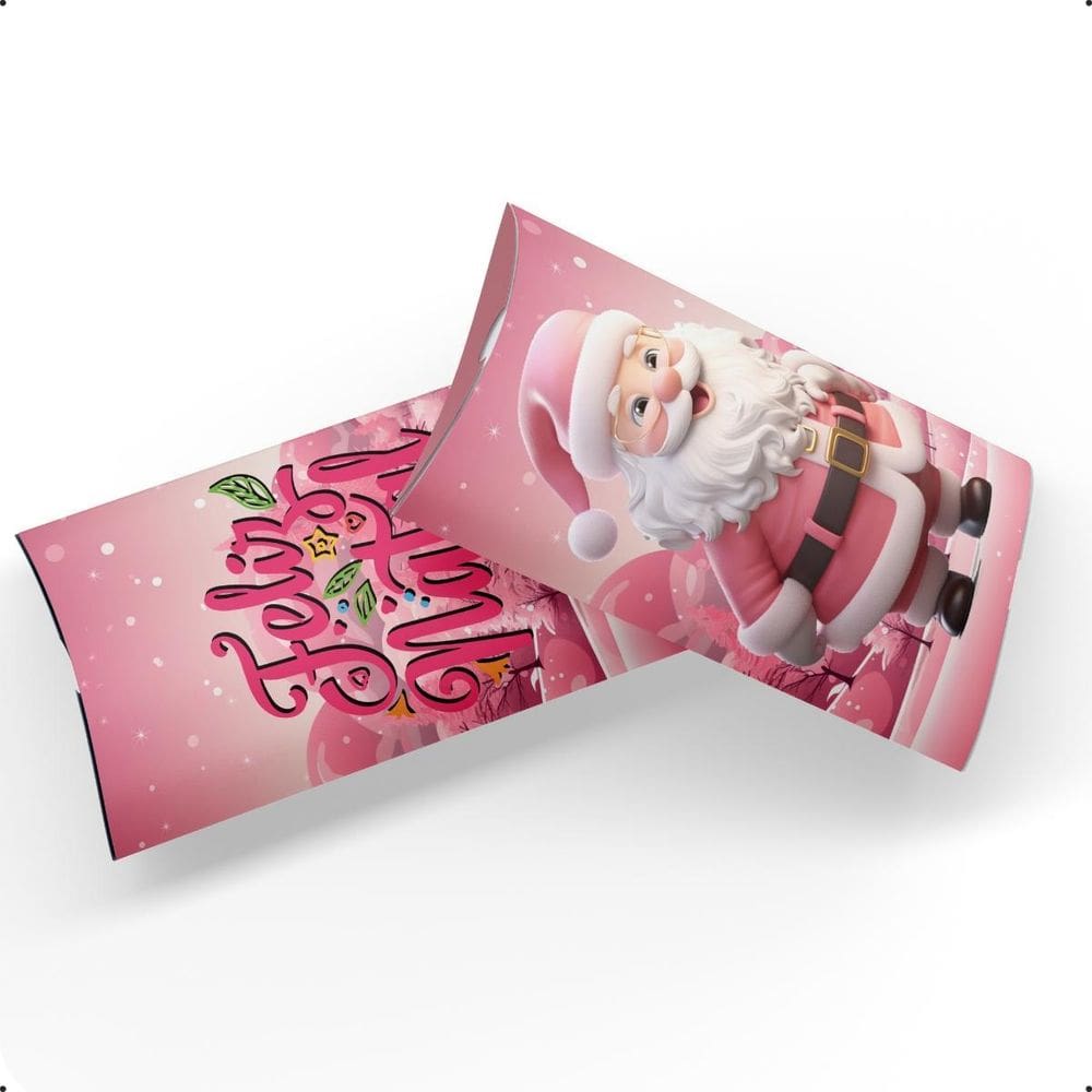Caixinhas Lembrancinha Natal Rosa Papai Noel Kit 10 Unidades