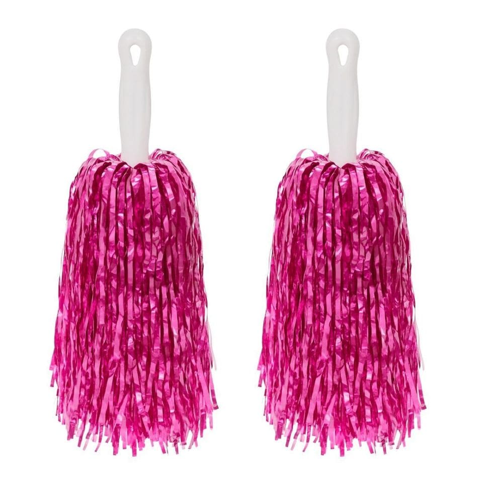 Kit 2 Pompom Metalizado Lider De Torcida Rosa