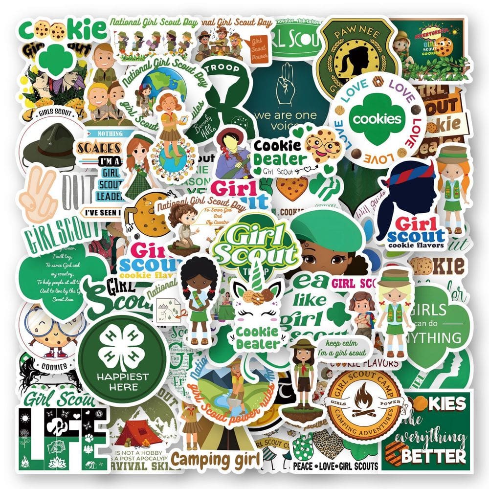 Adesivos de vinil impermeável Girls Scouts, anime, 60 unidades