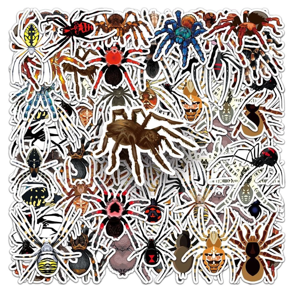 Adesivos 50 unidades/lote, aranhas, insetos, animais, vinil impermeável