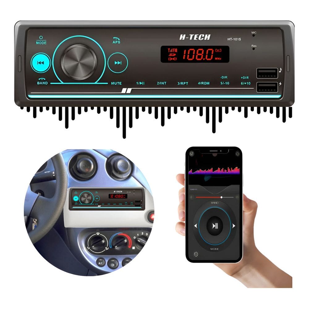 Rádio Som Automotivo Mp3 C/ App 2 Usb`s Bluetooth Pen Drive