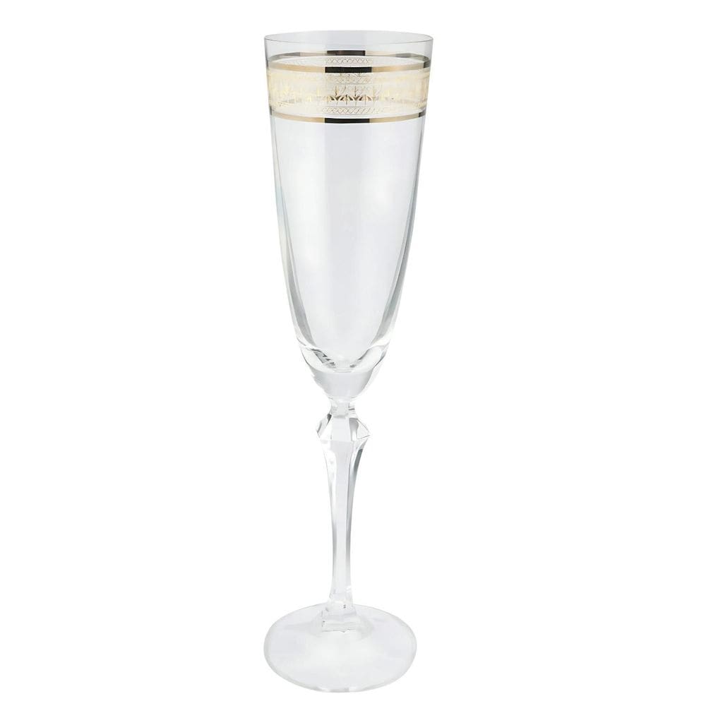 Taça Champanhe Espumante 200Ml Cristal Friso Dourado Luxo