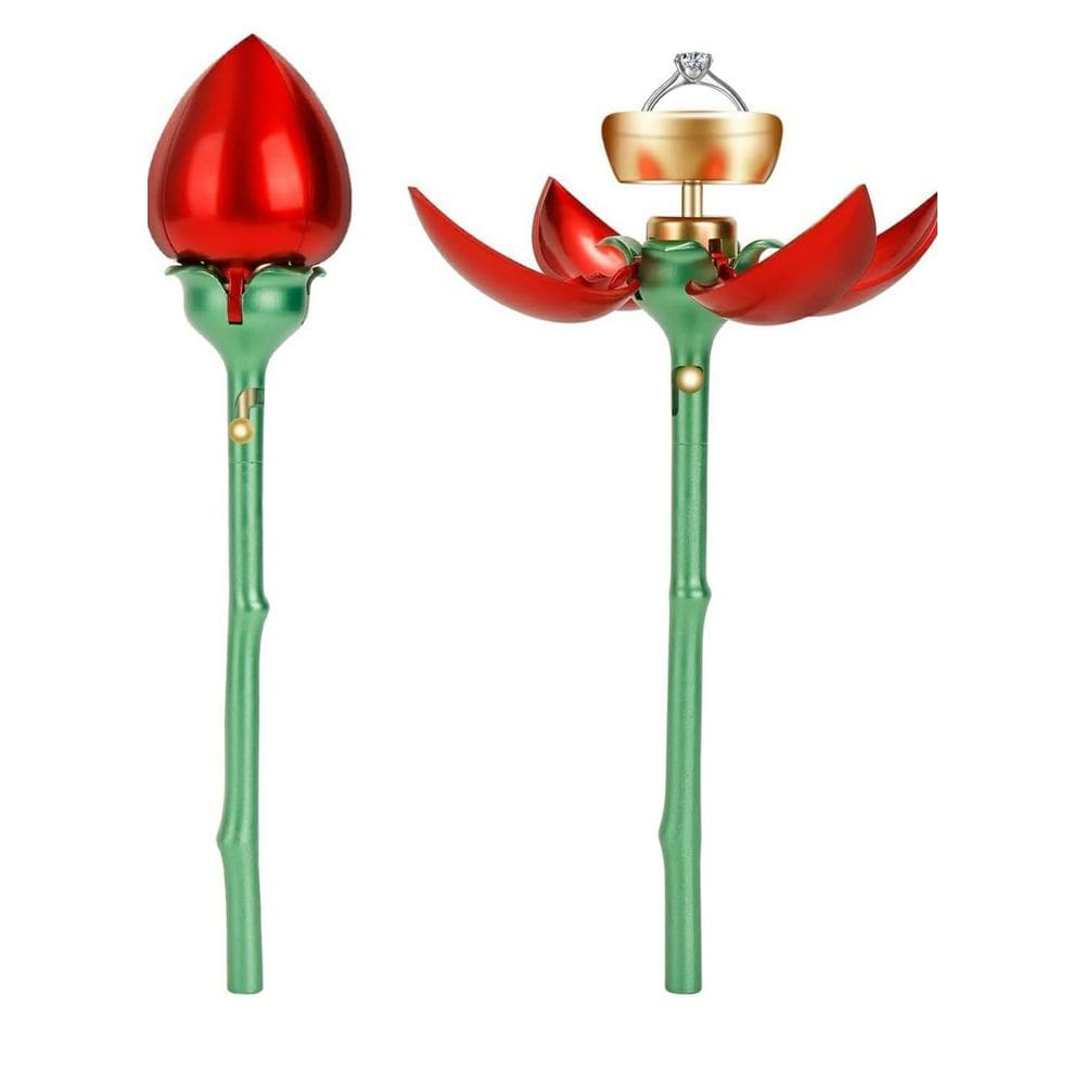 Caixinha Joia Decorativa Aliança Anel Flor Rosa Vermelha