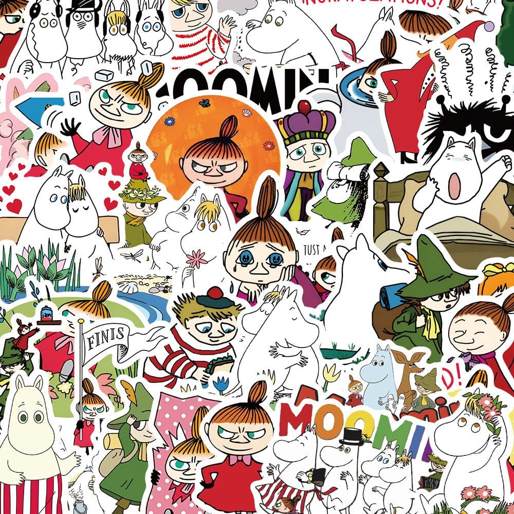 Adesivos Moomins Valleys, vinil impermeável, anime, 50 unidades/lote