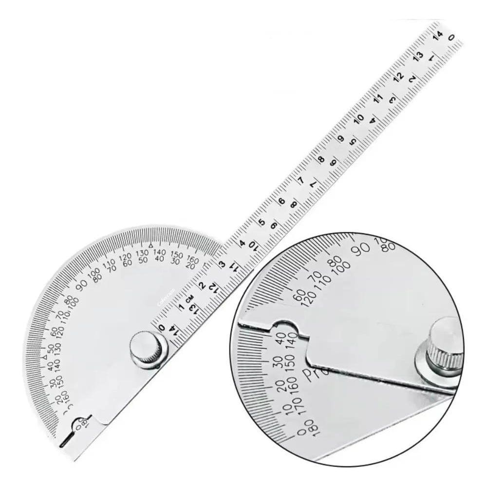 2X Régua Transferidor Grau Aço Inoxidável 145Mm 180º