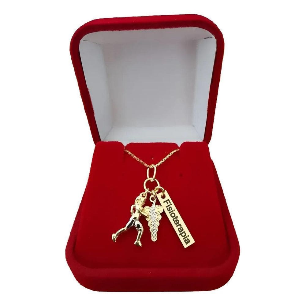 Colar Profissão Fisioterapia Pingentes Banhado A Ouro