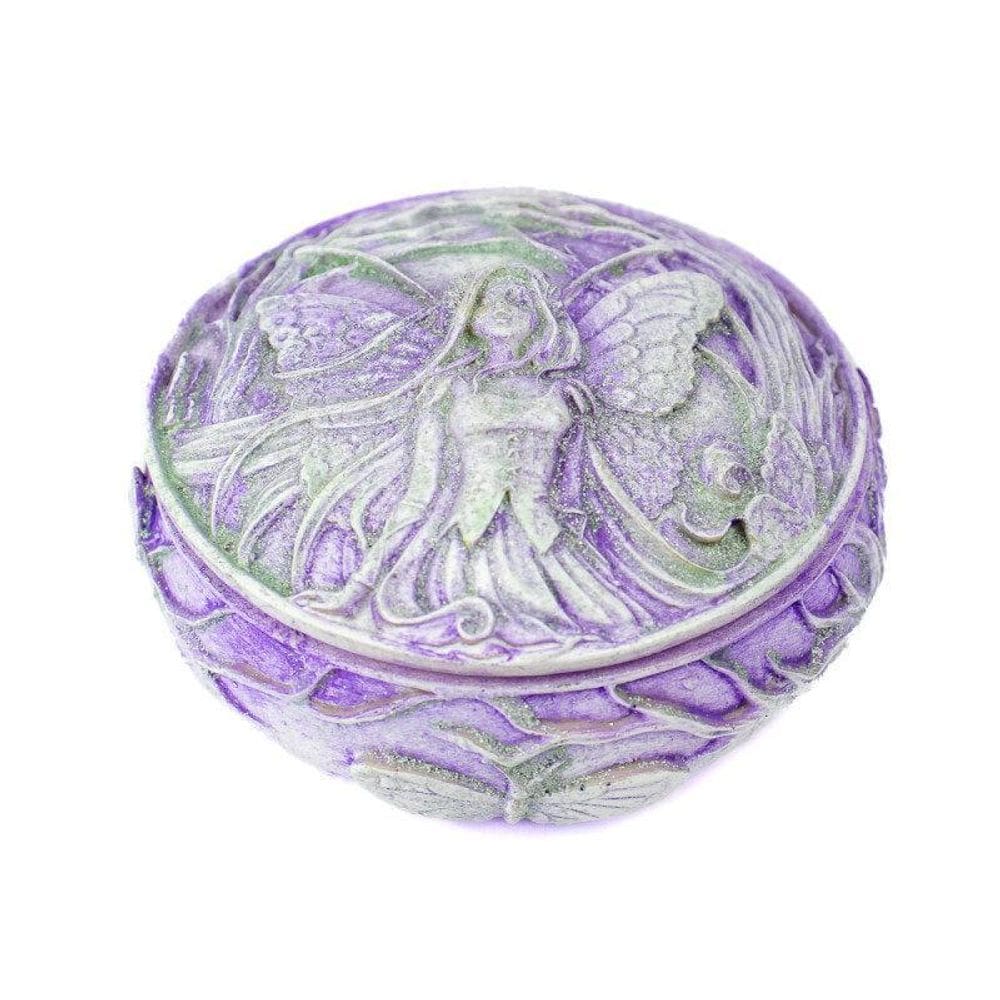 Porta Joias Fada Lilás 9 Cm Em Resina