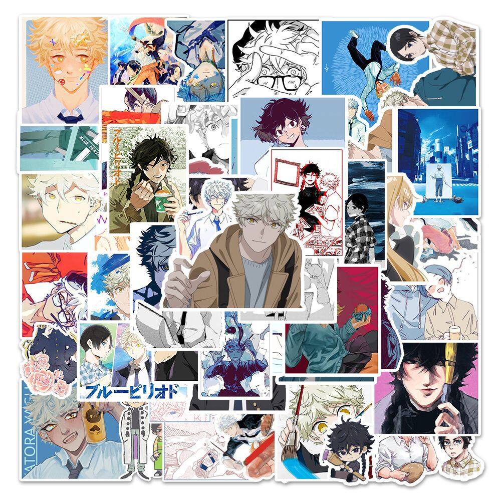 Adesivos Blues Periods, vinil impermeável, anime, 54 unidades/lote