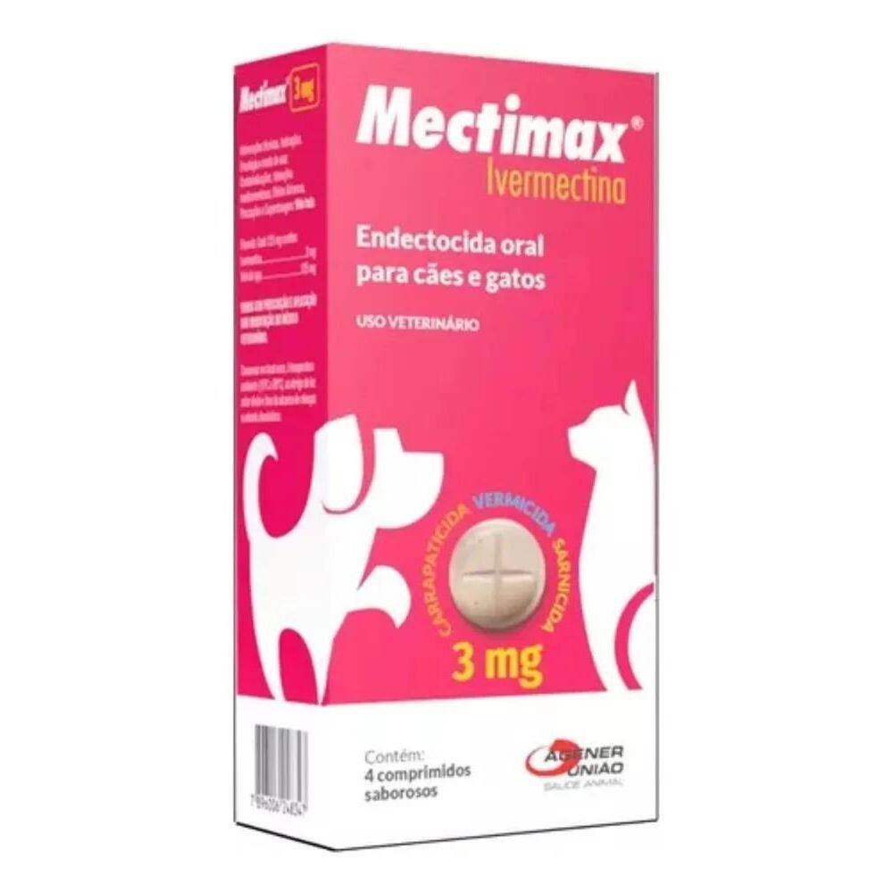 2X Mectimax Para Cães E Gatos 3 Mg 4 Comprimidos Agener Uniã
