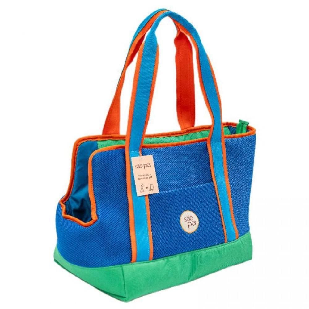 São Pet Bolsa Smash Cães Gatos Peq Porte Cor Azul Verde E La