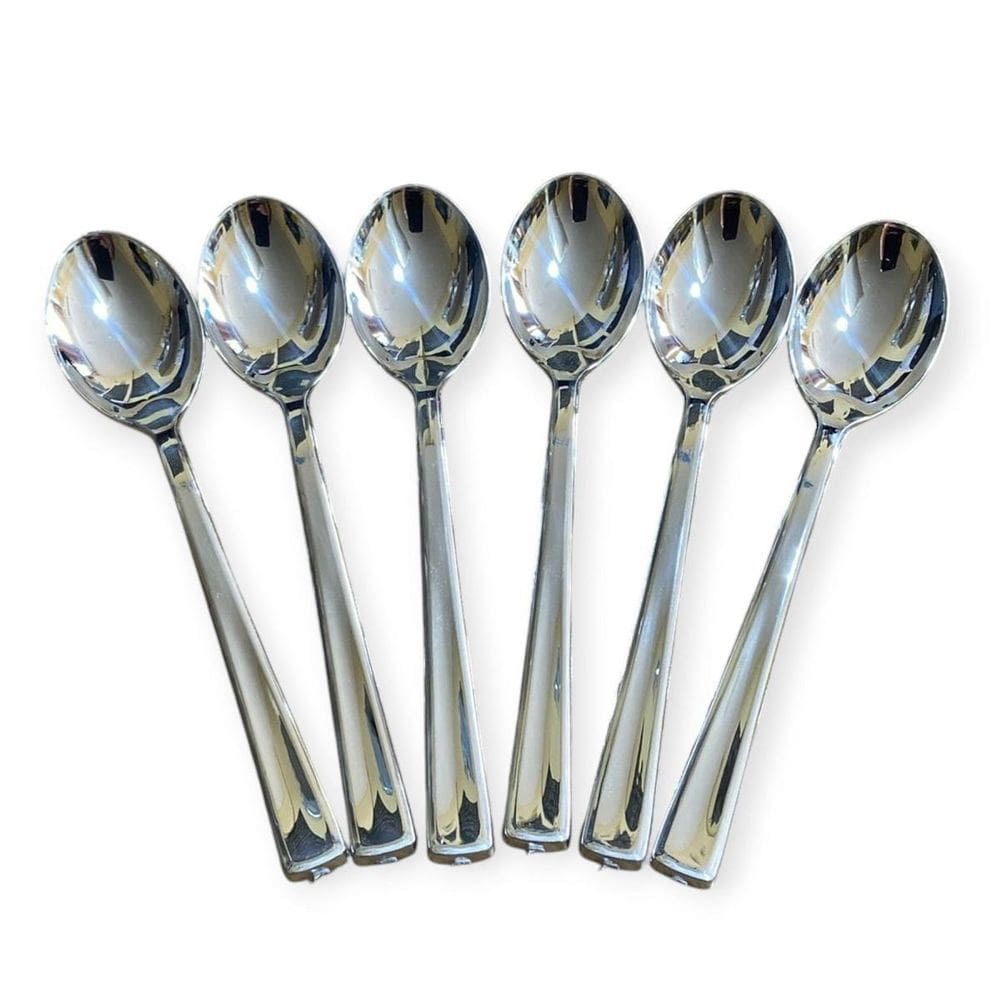 Kit 24 Colheres Prata Descartável 12,8Cm Doces Bolo Café