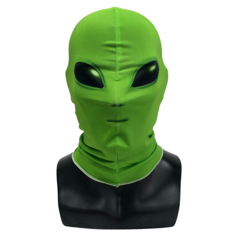 Máscara facial completa de látex Cosplay Green Alien Headgear