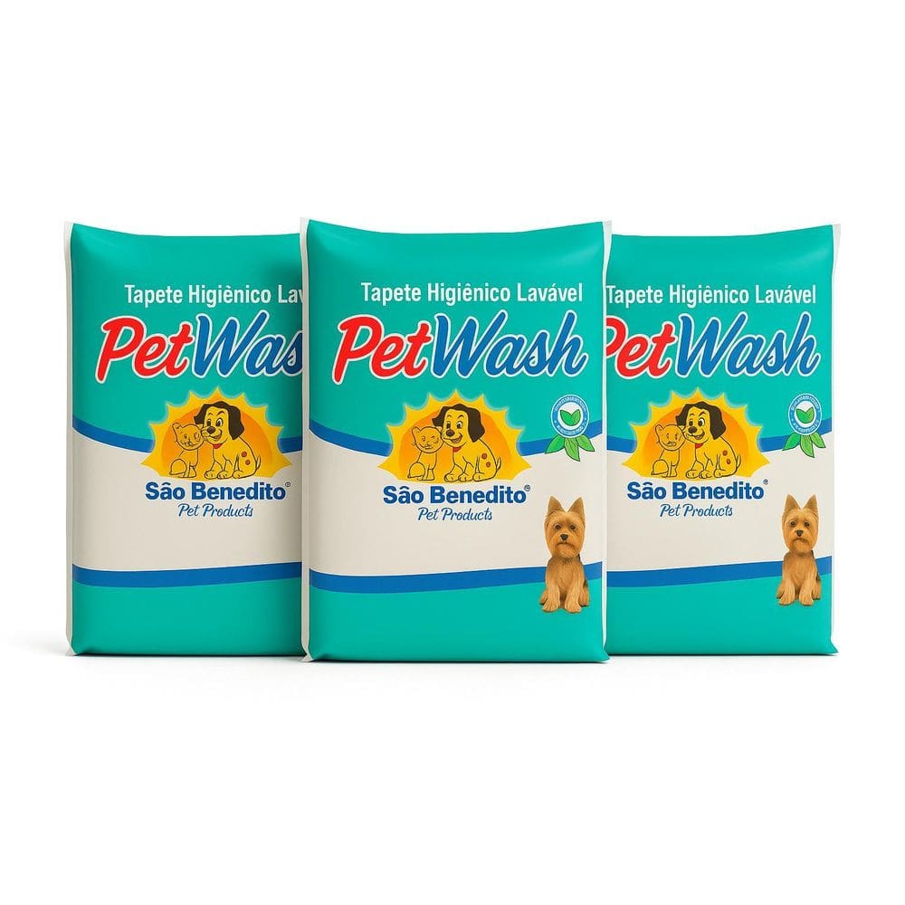 Tapete Petwash Lavável Tamanho Pequeno Kit Com 3 Unid
