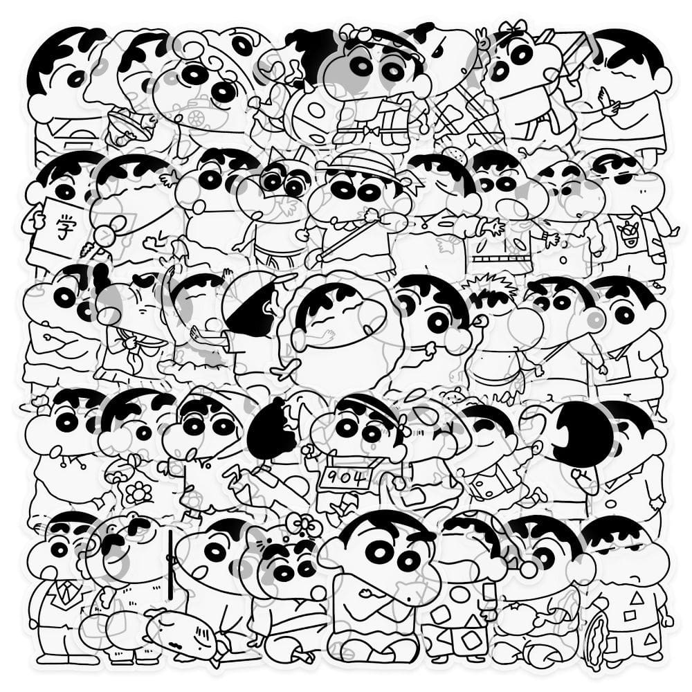 Adesivos Shins Chans, vinil impermeável, 50 unidades para laptop