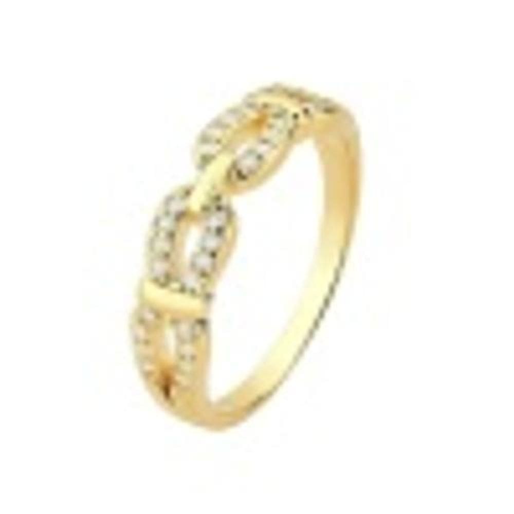 Anel Corrente Cravejado Micro Zircônias Dourado