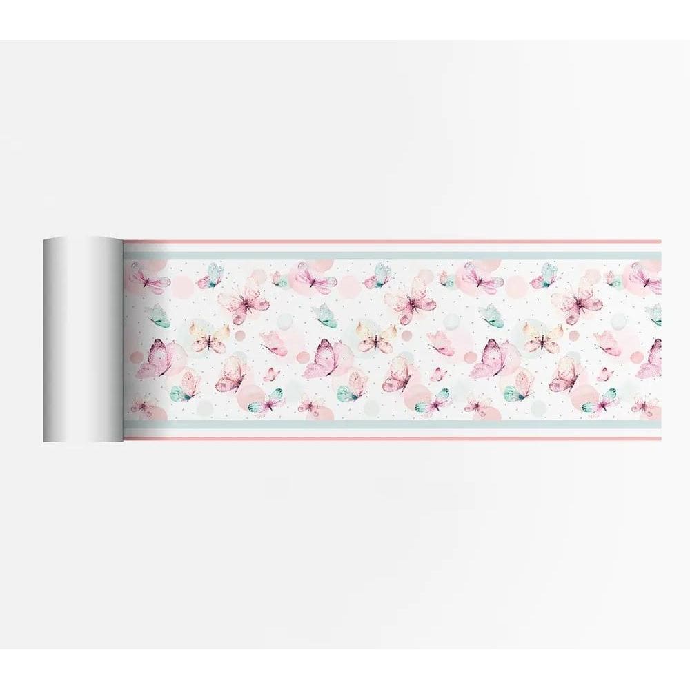2X Faixa Decorativa Infantil Bebê Papel Parede Borboletas Fx