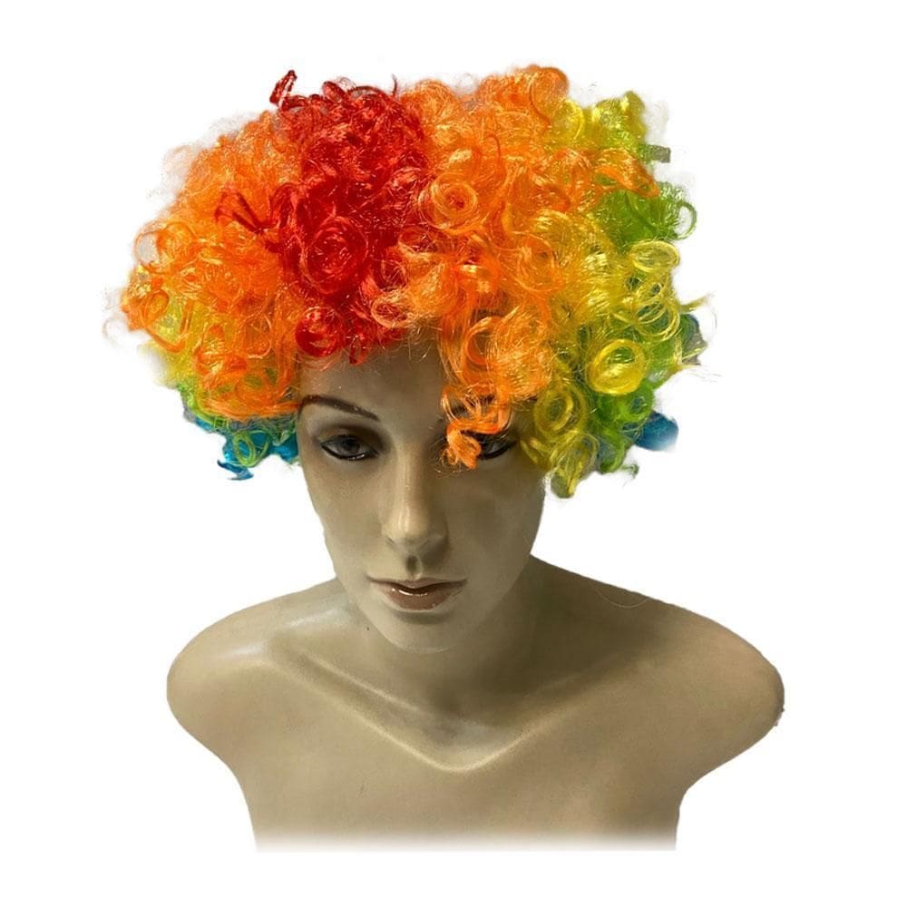 Peruca Sintética Palhaço Colorida Cacheada Fantasia