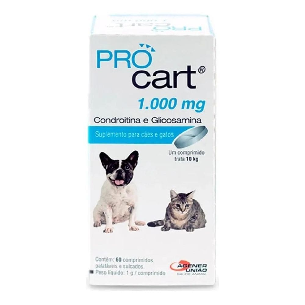 2X Pro Cart Condroitina E Glicosamina 1000Mg Cães/Gatos 60 C