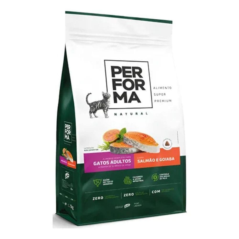 Ração Performa Natural Gatos Adultos Salmão E Goiaba 10,1Kg