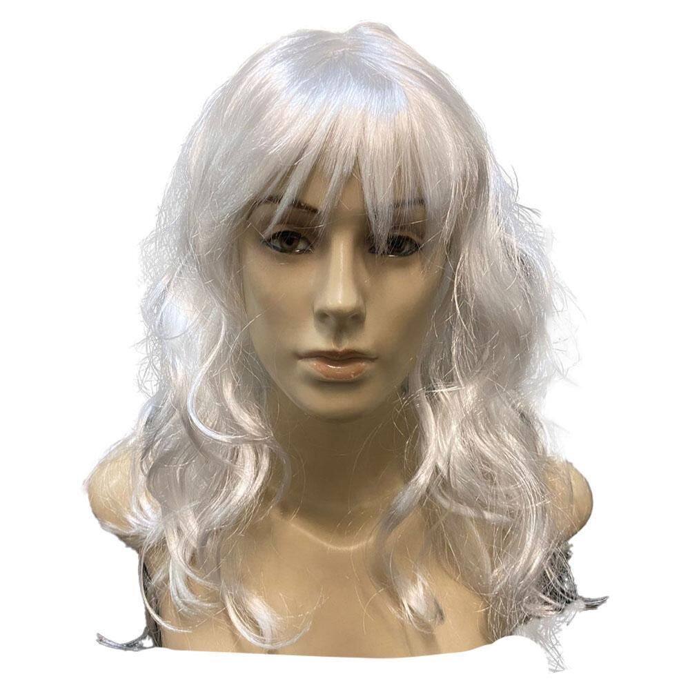 Peruca Longa Ondulada Branca 917-233 Fantasia Festa