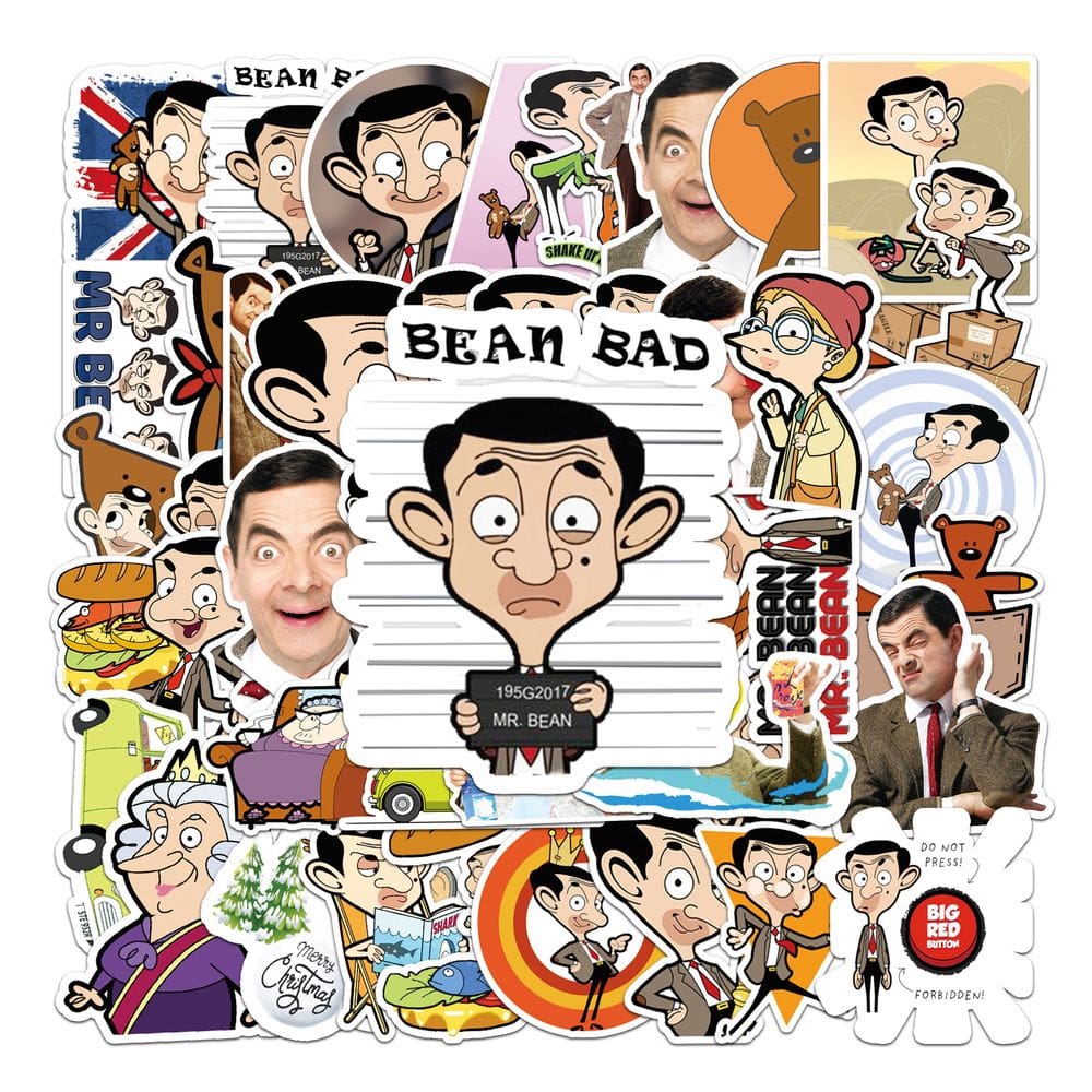 Adesivos de vinil impermeável Mr Beans, anime, 50 unidades/lote