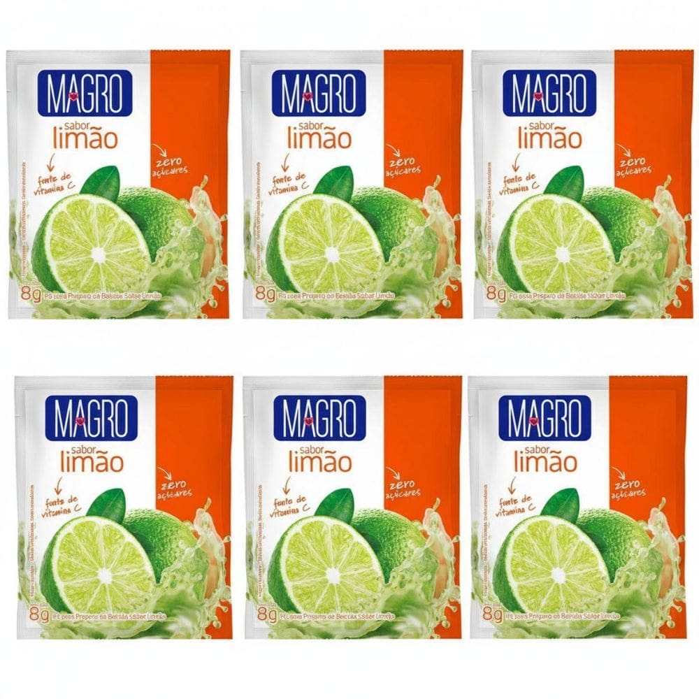 Kit 6 Refresco Diet Limão 8G Zero Aç Fonte De Vit C Magro