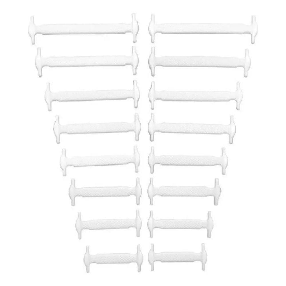 2X 16 Cadarços Silicone Elástico Branco / Preto Serve 2 Têni