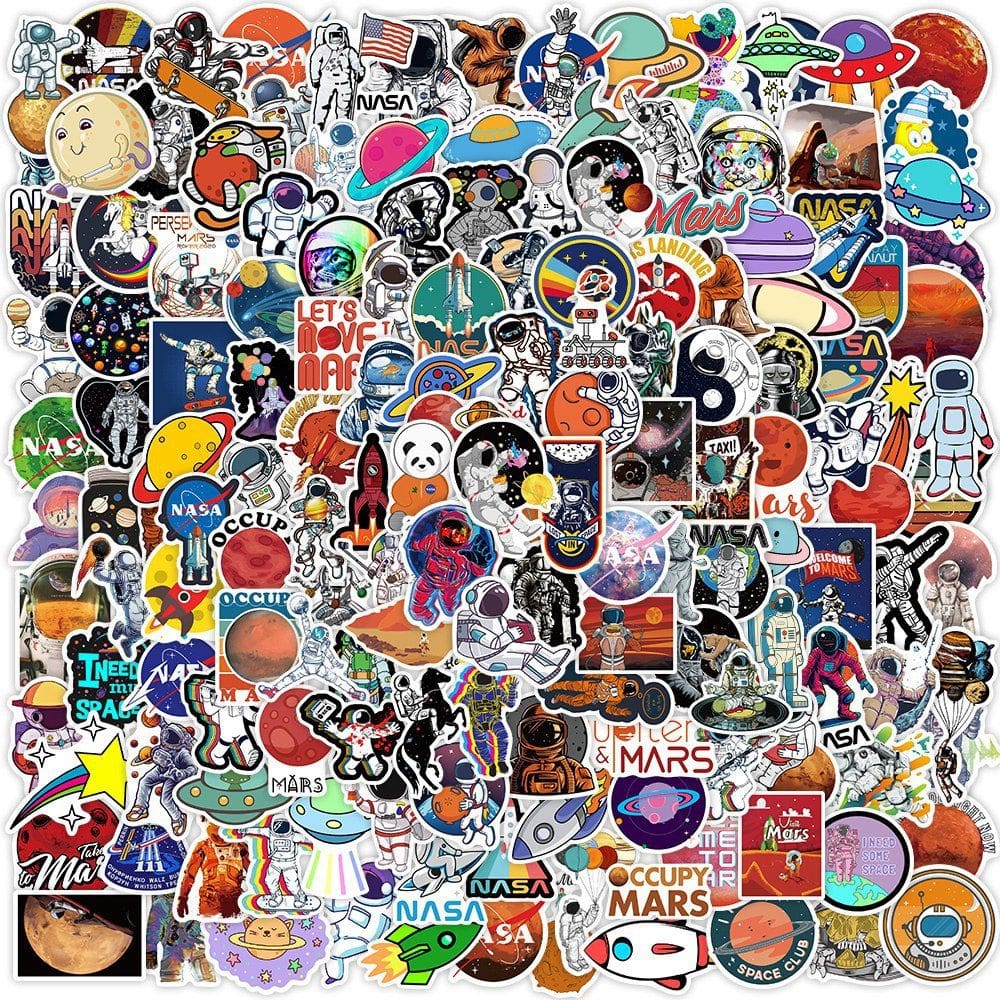 Adesivos NASA Astronauts Spaces, vinil impermeável, 200 unidades