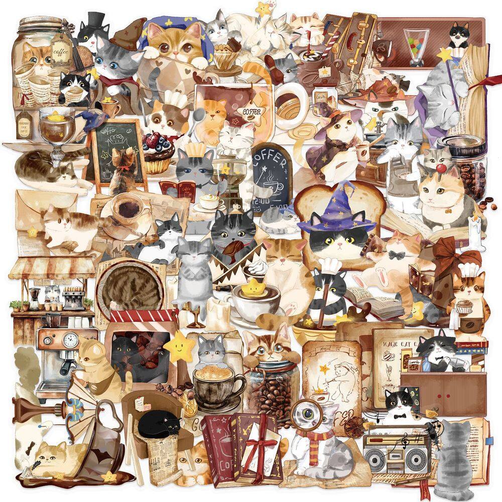 Adesivos Magics Cats, vinil impermeável, anime, 50 unidades/lote