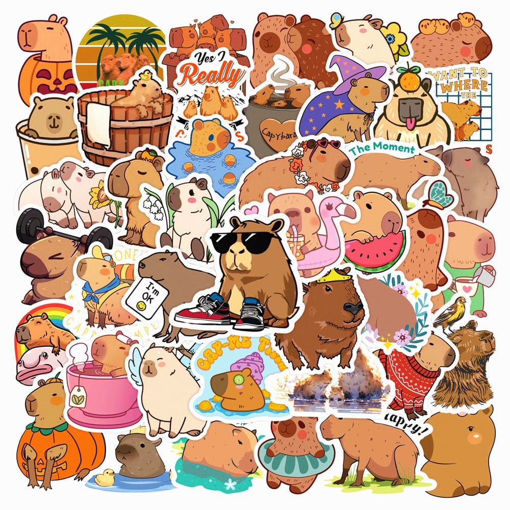 Adesivos Capybaras Waterproof Vinyl Anime 50 unidades/lote 5-7 cm