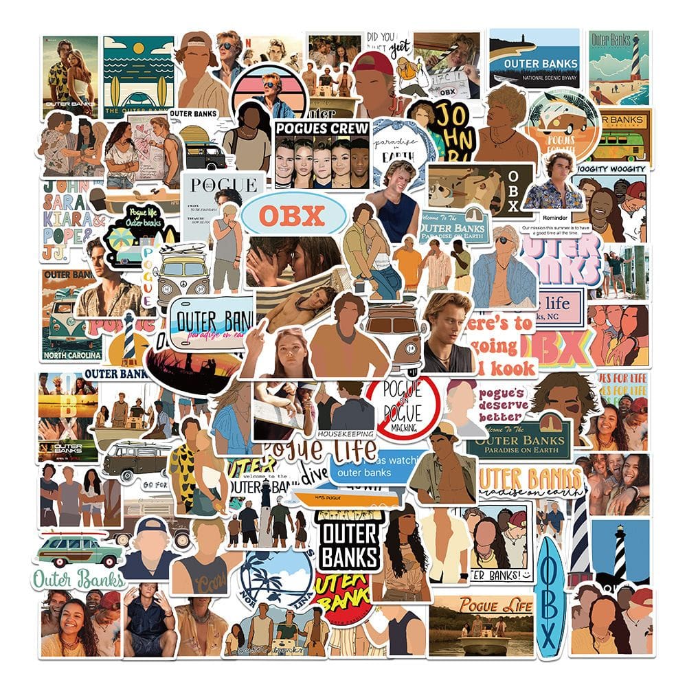 Adesivos Outers Banks, vinil impermeável, anime, 100 unidades