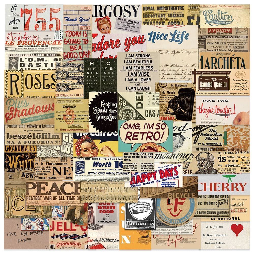 Adesivos: 58 peças, slogans americanos e ingleses, à prova d`água, vinho