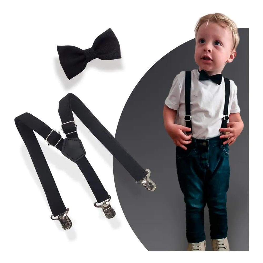 2X Kit Suspensório E Gravata Infantil Pajem Eventos Casament