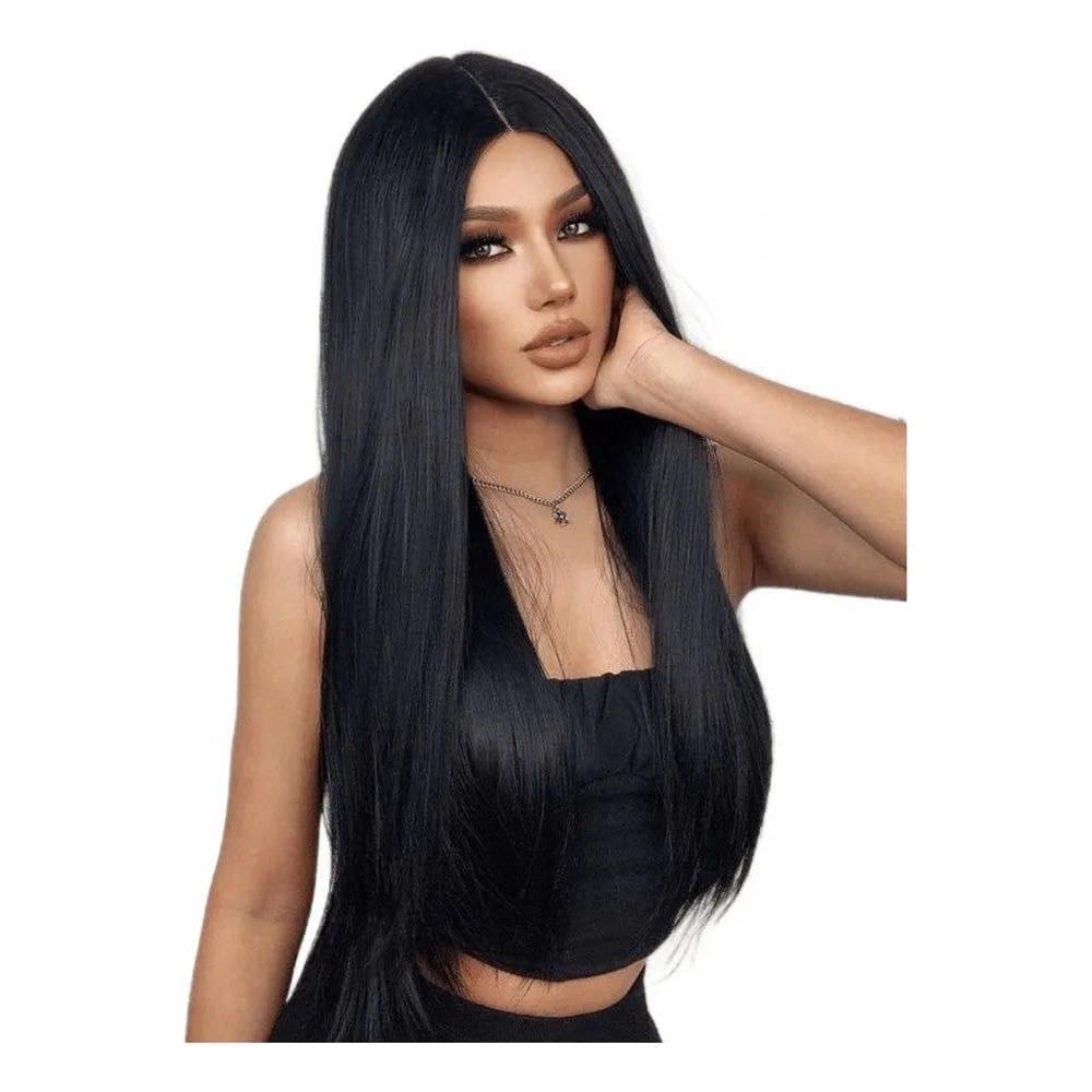 2X Peruca Lace Orgânica Preto Moreno Liso Ondulado