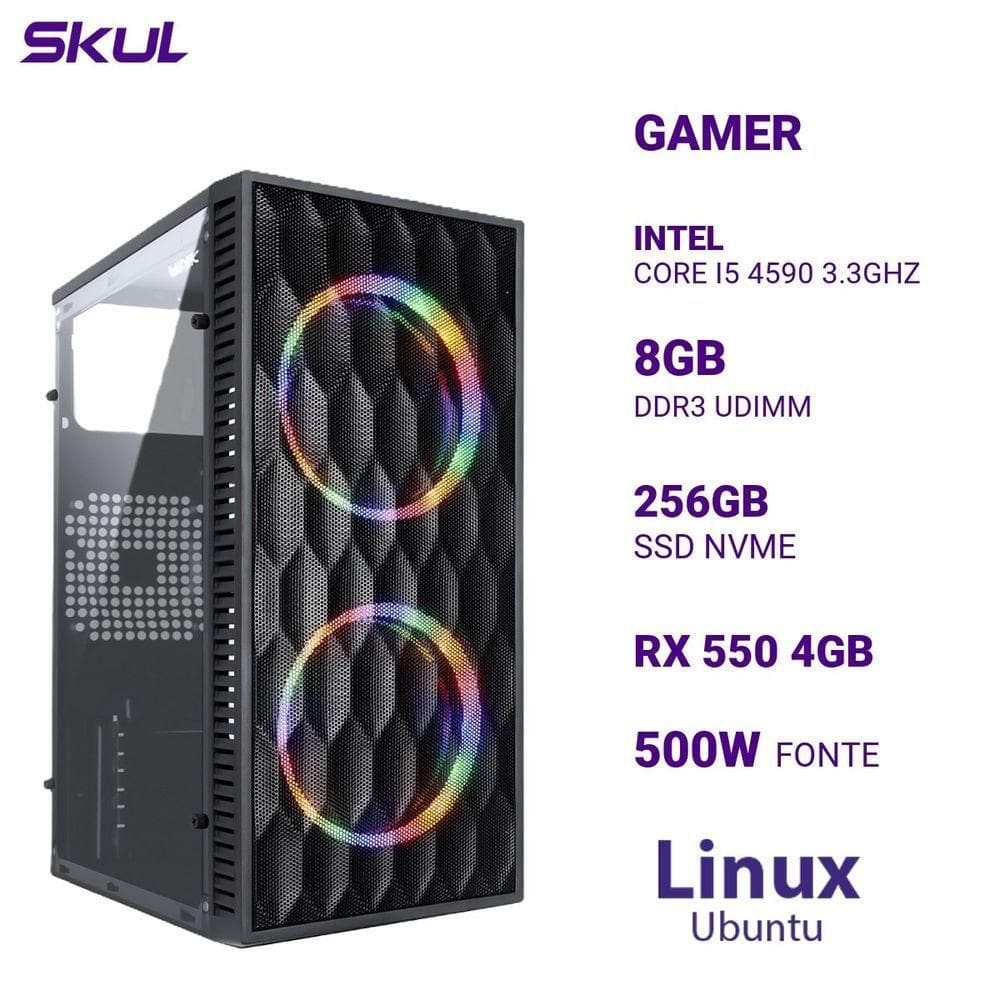 Computador 5000 Core I5 4590 Memoria 8gb Ddr3 Ssd 256gb Nvme Rx 550 4gb Fonte 500w Linux
