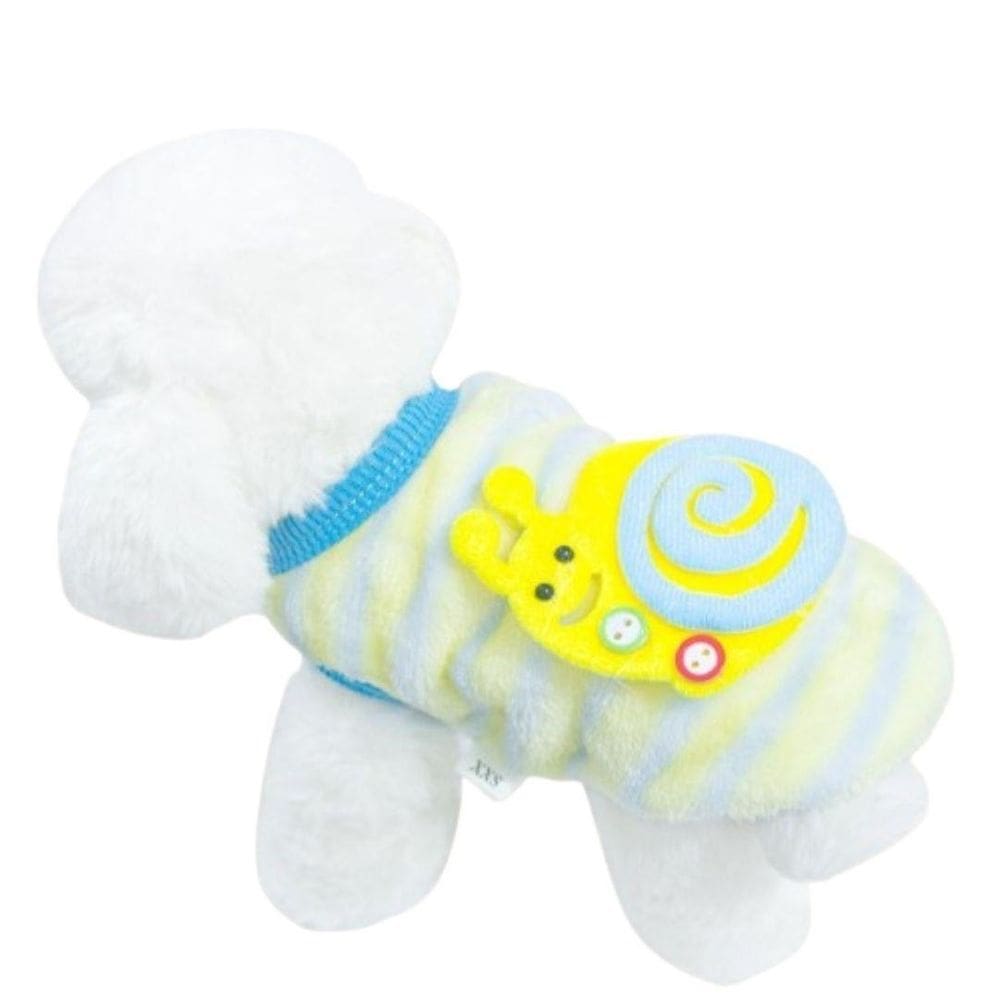 Roupa Em Pelúcia Caracol Para Pet Cão P N.0 Azul E Amarelo