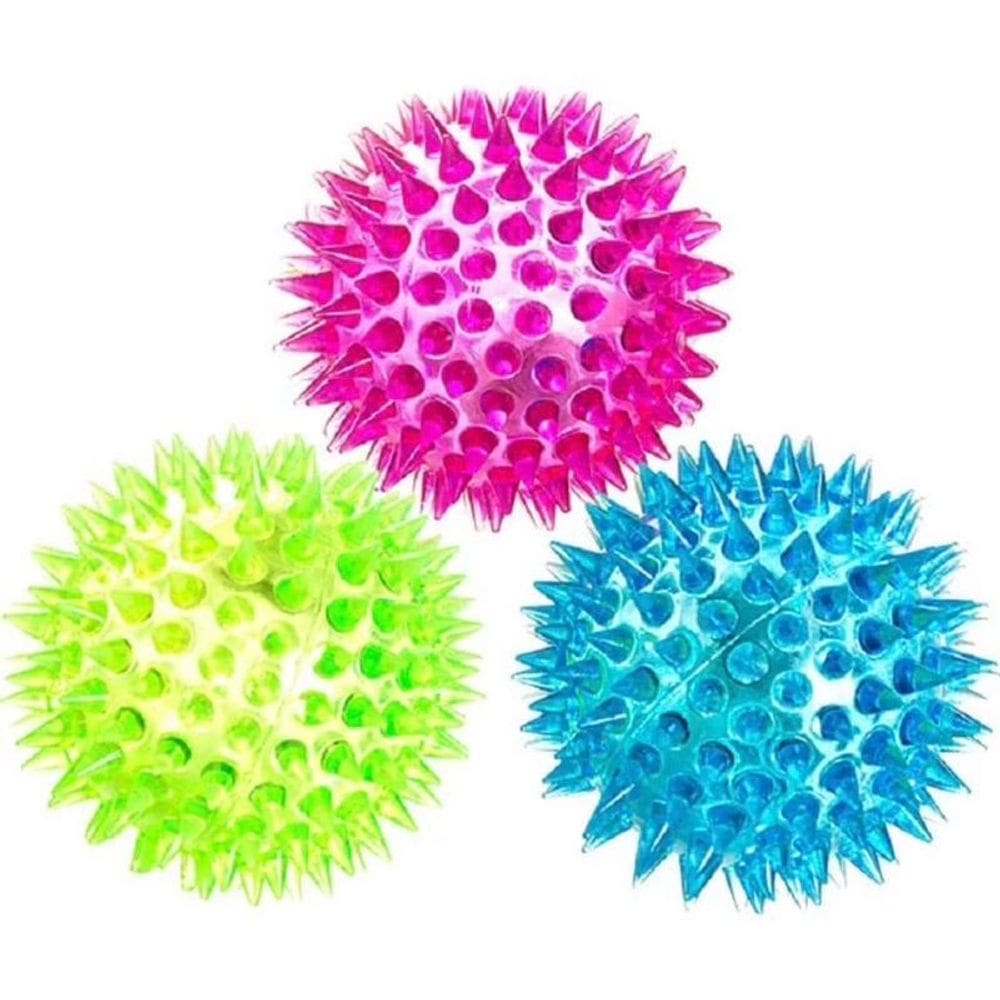 Brinquedo Cães Gatos Bola Tpr Espinhos Com Apito Led Tam G