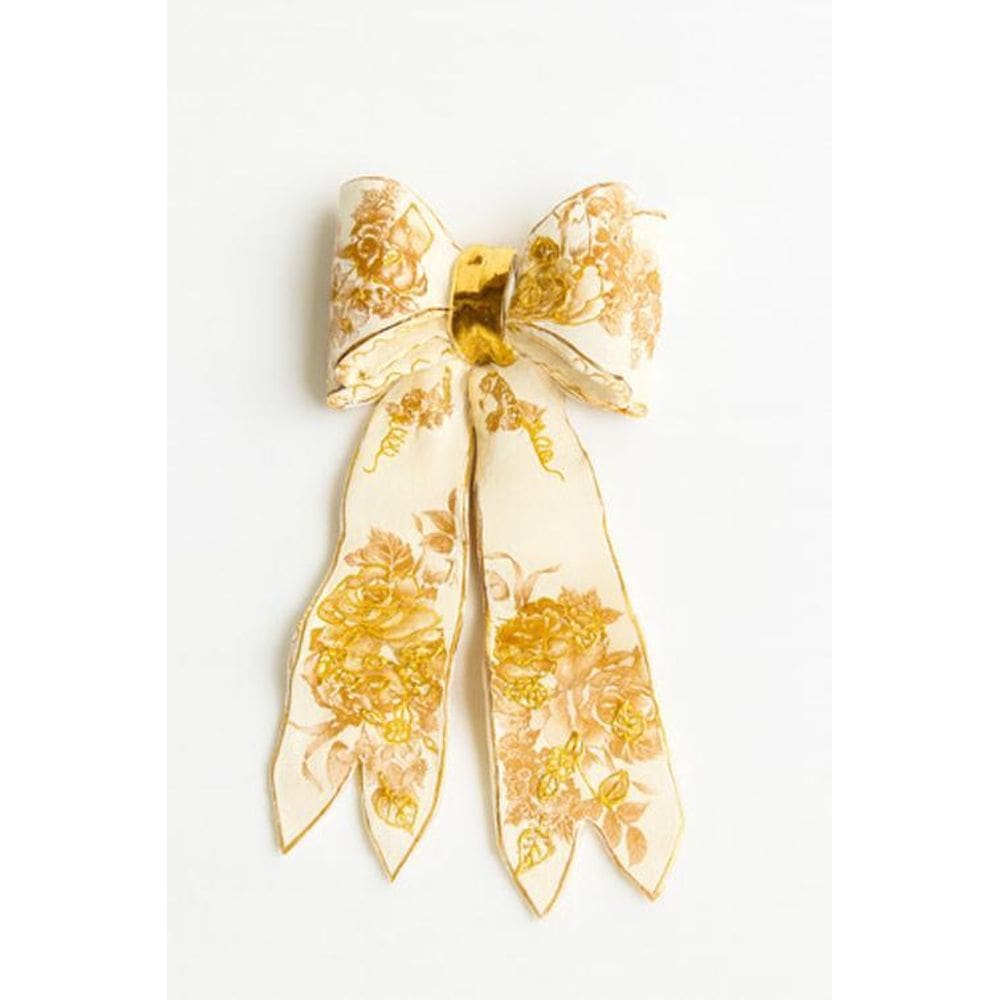 Laço Decorativo Em Porcelana Ouro 24K Gizelda Galeazzo