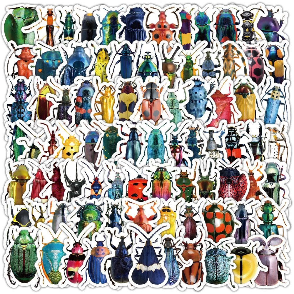 Adesivos 100 unidades/lote de insetos, animais, vinil impermeável Anime S