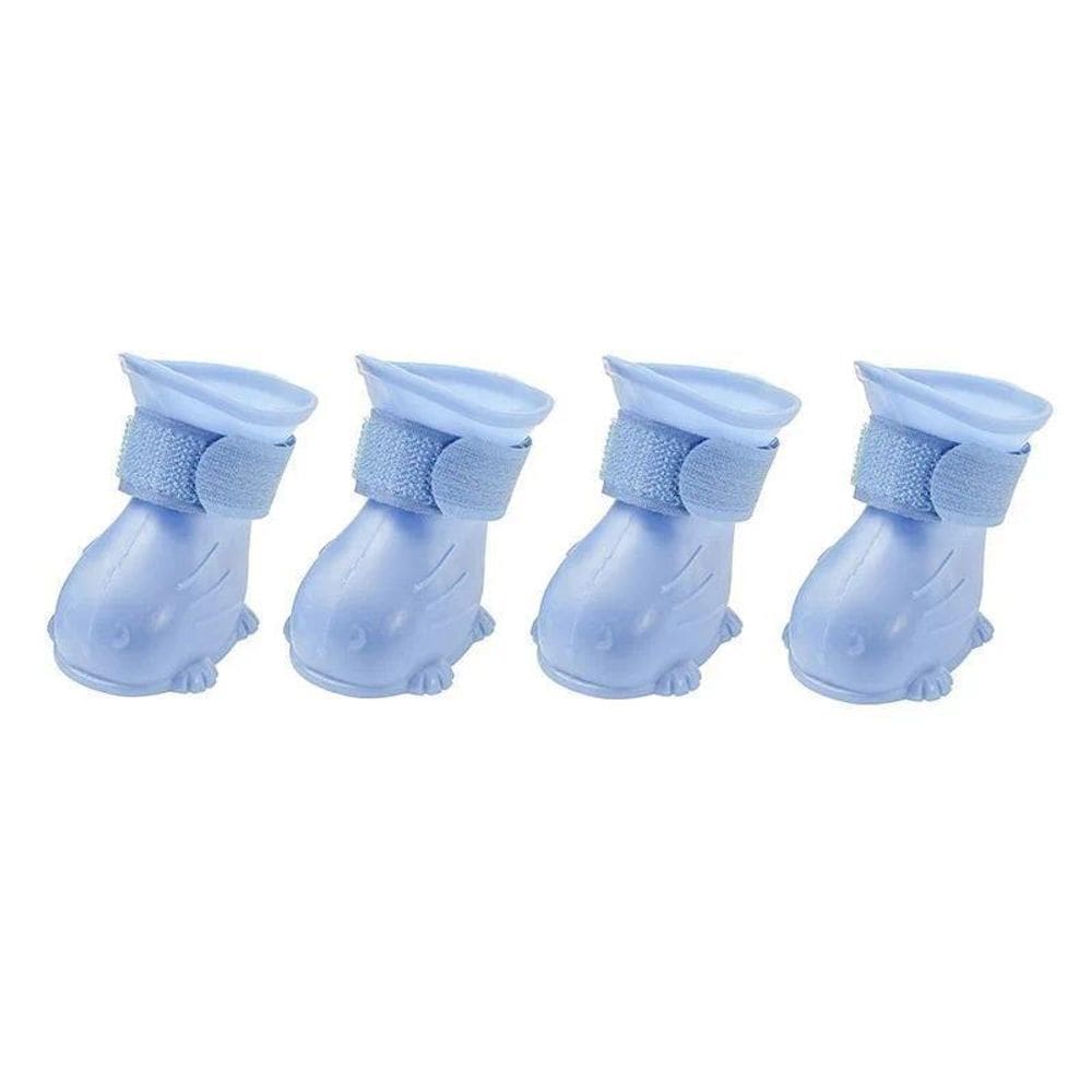 Botinha Para Pet Cão E Gato De Silicone Impermeável Cor Azul