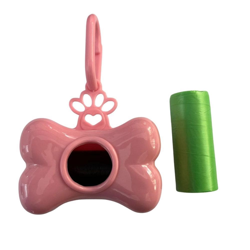 Porta Saquinho Com 2 Refis Para Cães Recolher Cocô Cor Rosa