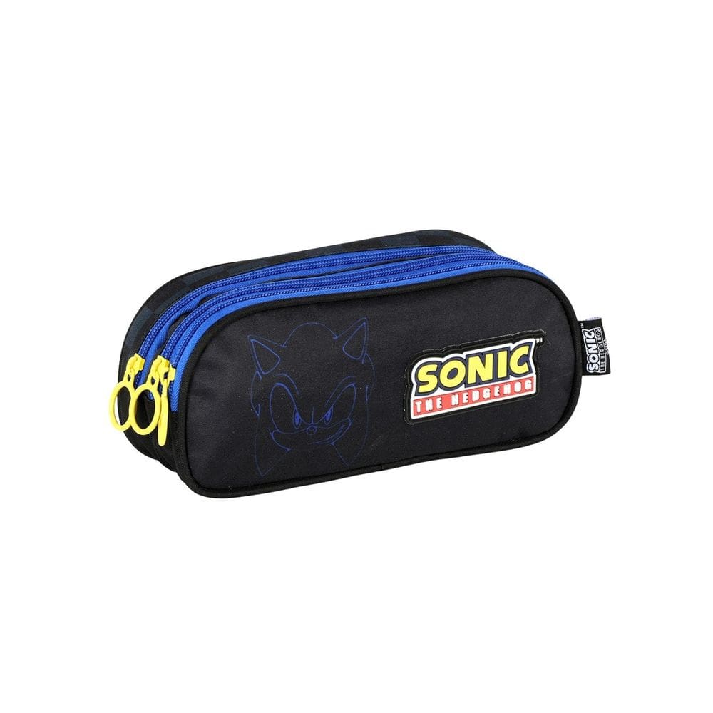 Estojo Escolar Triplo Juvenil Menino Moderno Sonic