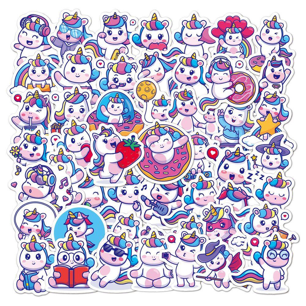 Adesivos Littles Unicorns em vinil impermeável Anime S (50 unidades)