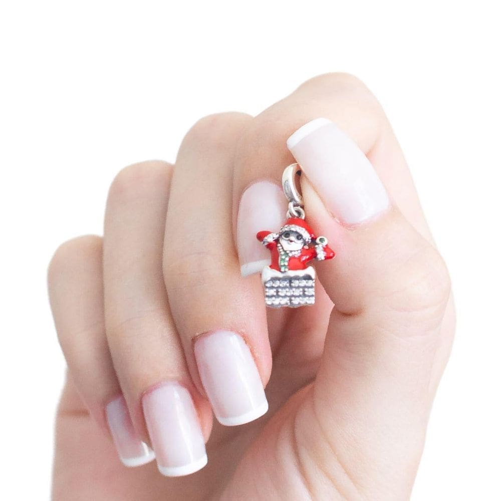Berloque Charm Pingente Papai Noel Em Prata 925