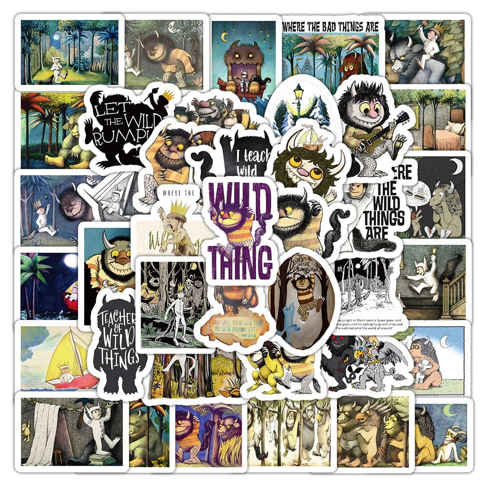 Adesivos Wheres Wilds Things Ares em vinil impermeável, 50 unidades